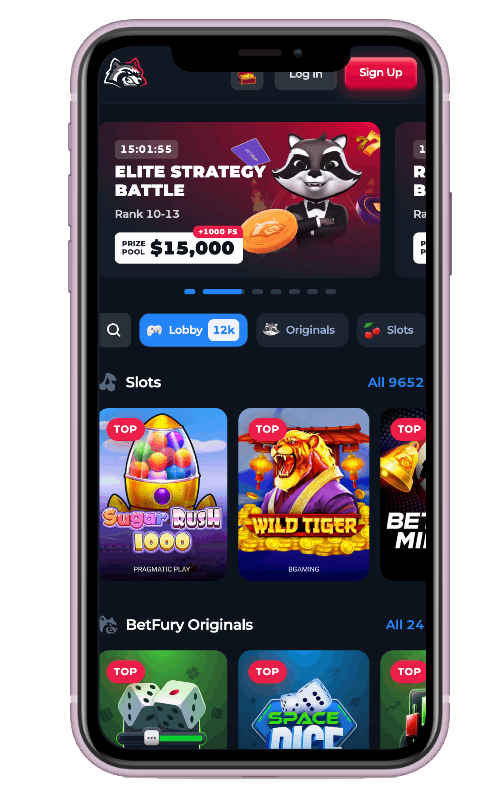 Pantalla móvil del sportsbook de BetFury